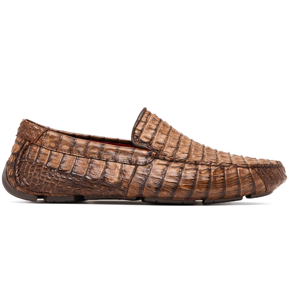 Marco Di Milano Remo Washed Brown Caiman Crocodile Driving Shoes - 6