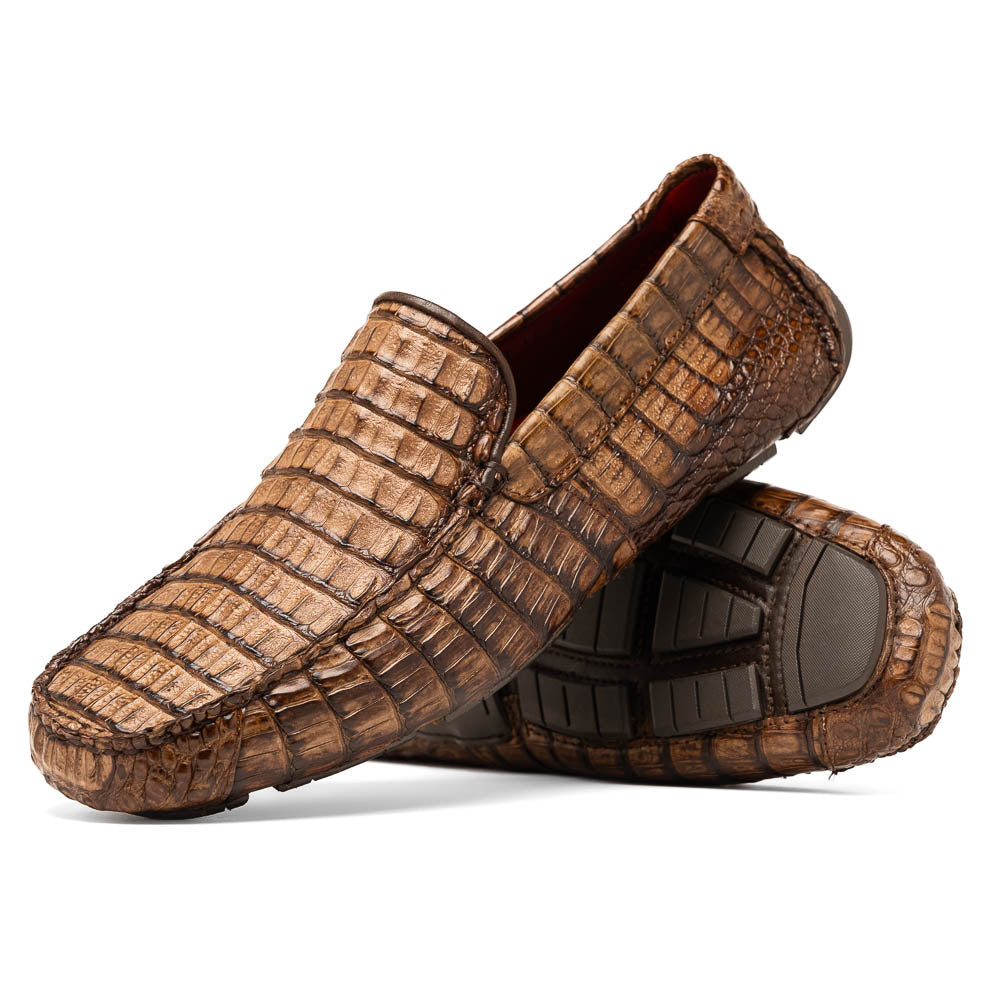 Marco Di Milano Remo Washed Brown Caiman Crocodile Driving Shoes - 6