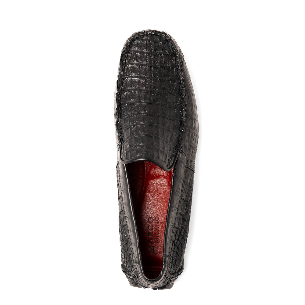 Marco Di Milano Remo Black Caiman Crocodile Driving Shoes - 6