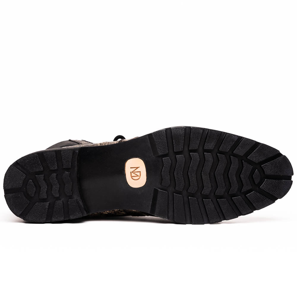 Marco Di Milano Renzo Stone Black Ostrich Lace-Up Boots - 8