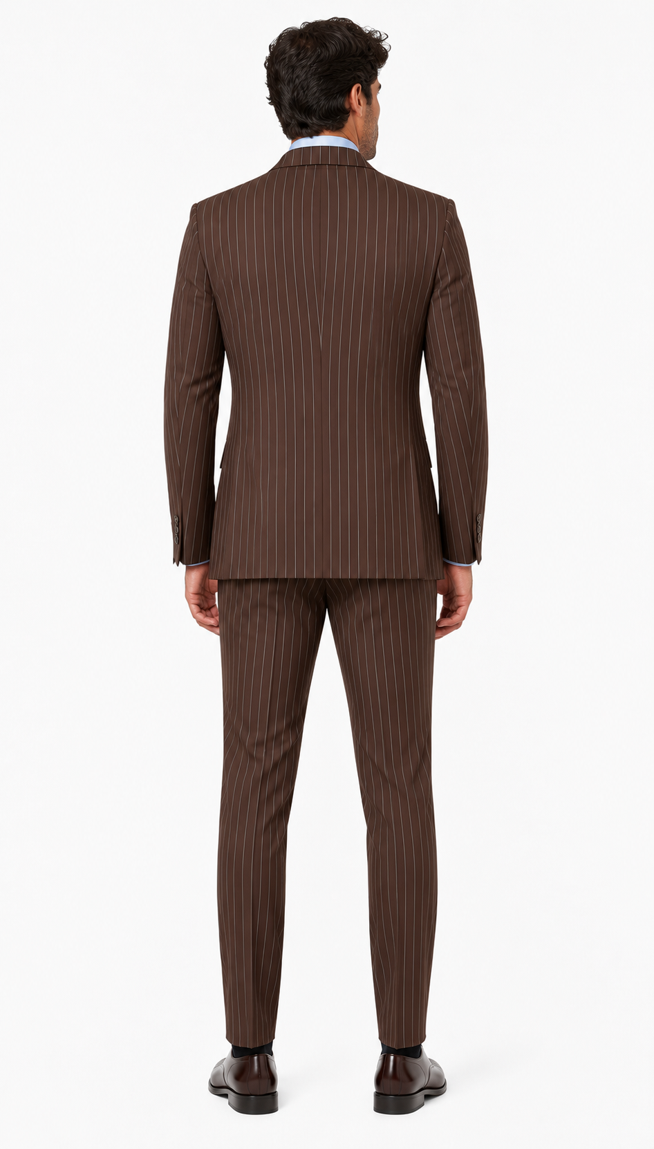 Rockefeller Collection - Double Breasted Stripe Suit Brown Regular Fit 2 Piece