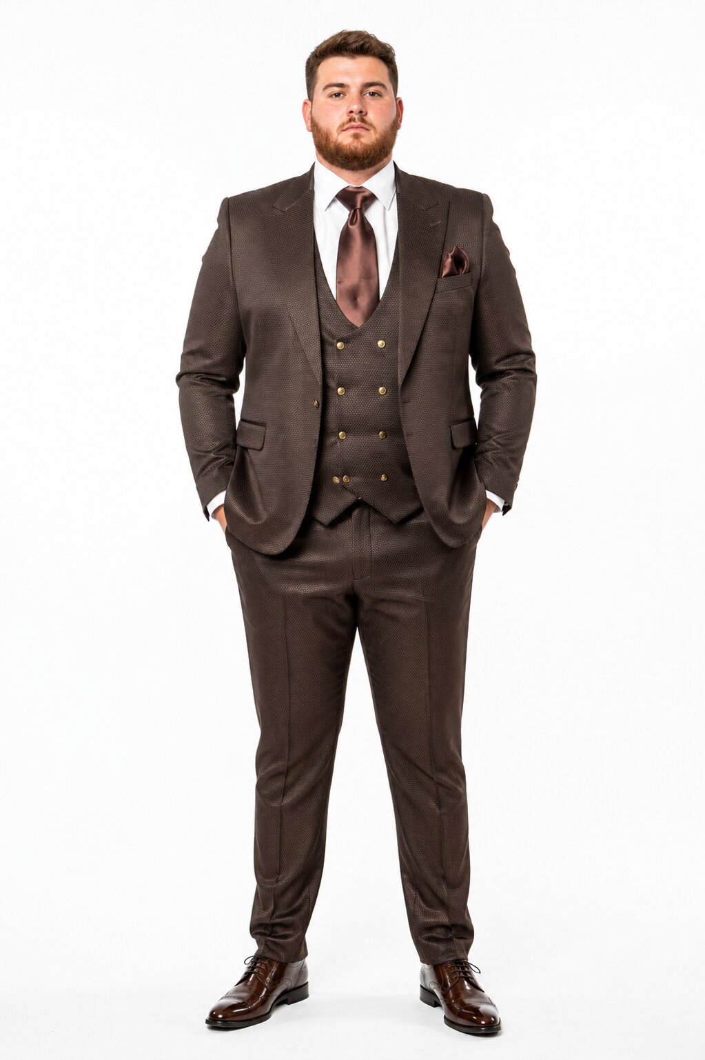 Rossi Man BOND RM1753 Slim Fit 3-Piece Suit - 1-Button Peak Lapel, Modern Formalwear for Men