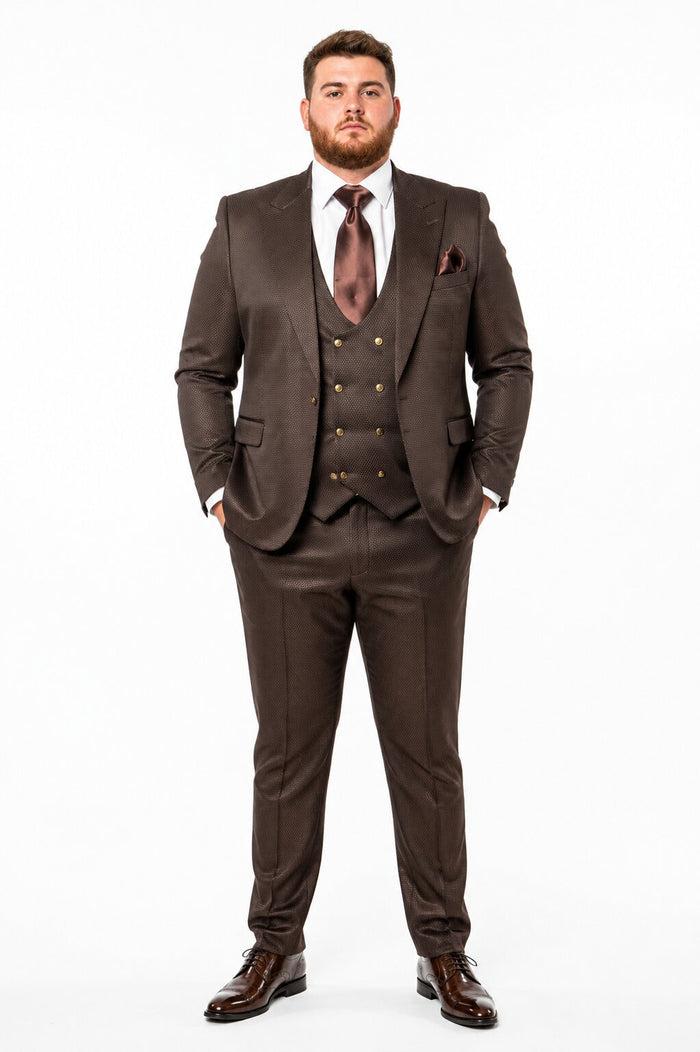 Rossi Man BOND RM1753 Slim Fit 3-Piece Suit - 1-Button Peak Lapel, Modern Formalwear for Men