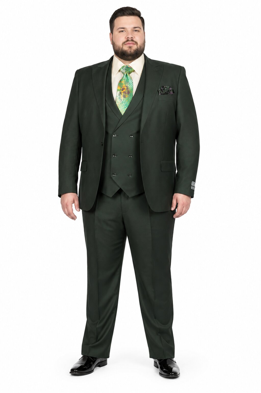 Rossi Man ELI RM117 Classic 3-Piece Mens Suit in Hunter Green