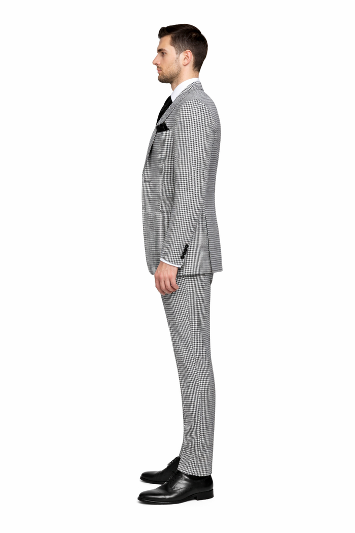 Rossi Man MAX RM1710 Slim Fit 3-Piece Suit Modern Black and White Suit for Men-New Designer Collection