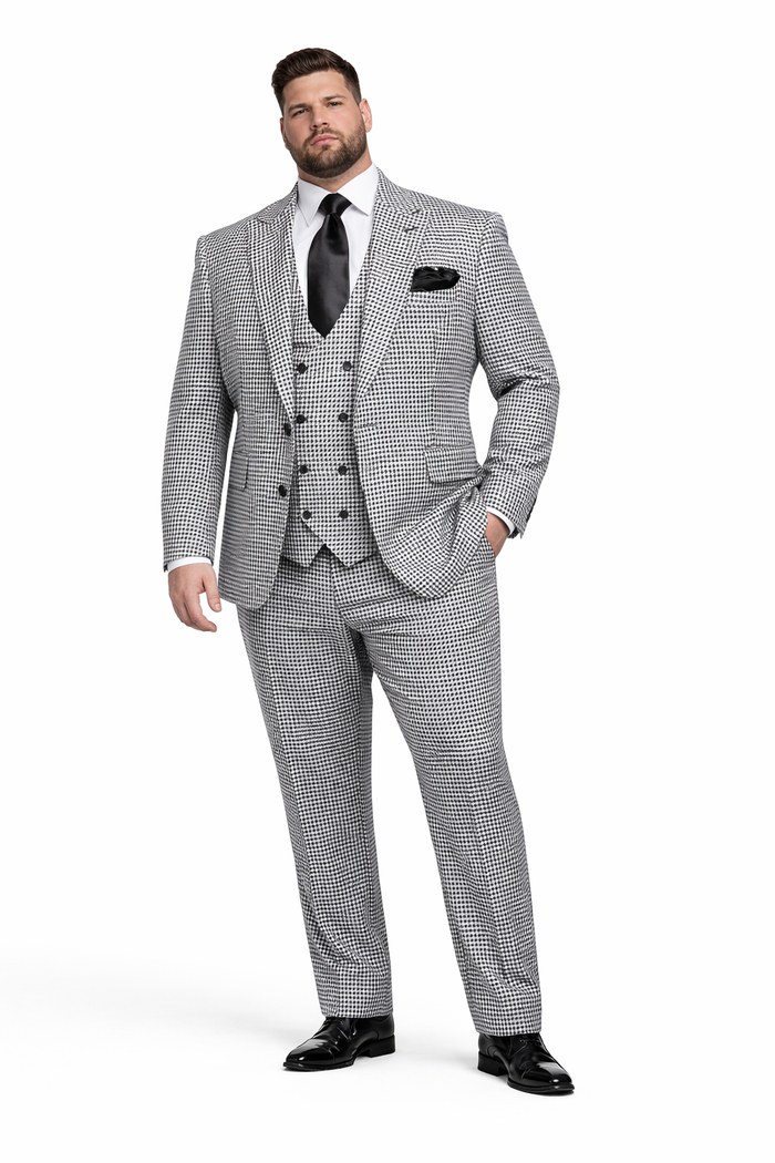 Rossi Man MAX RM1710 Slim Fit 3-Piece Suit Modern Black and White Suit for Men-New Designer Collection