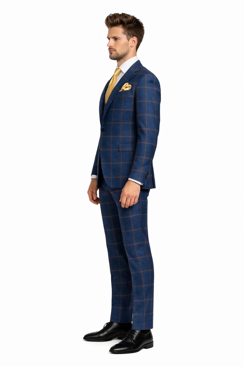 Rossi Man Max RM1840 – Slim Fit 3-Piece Formal Suit for Men-New Designer Collection - 34R