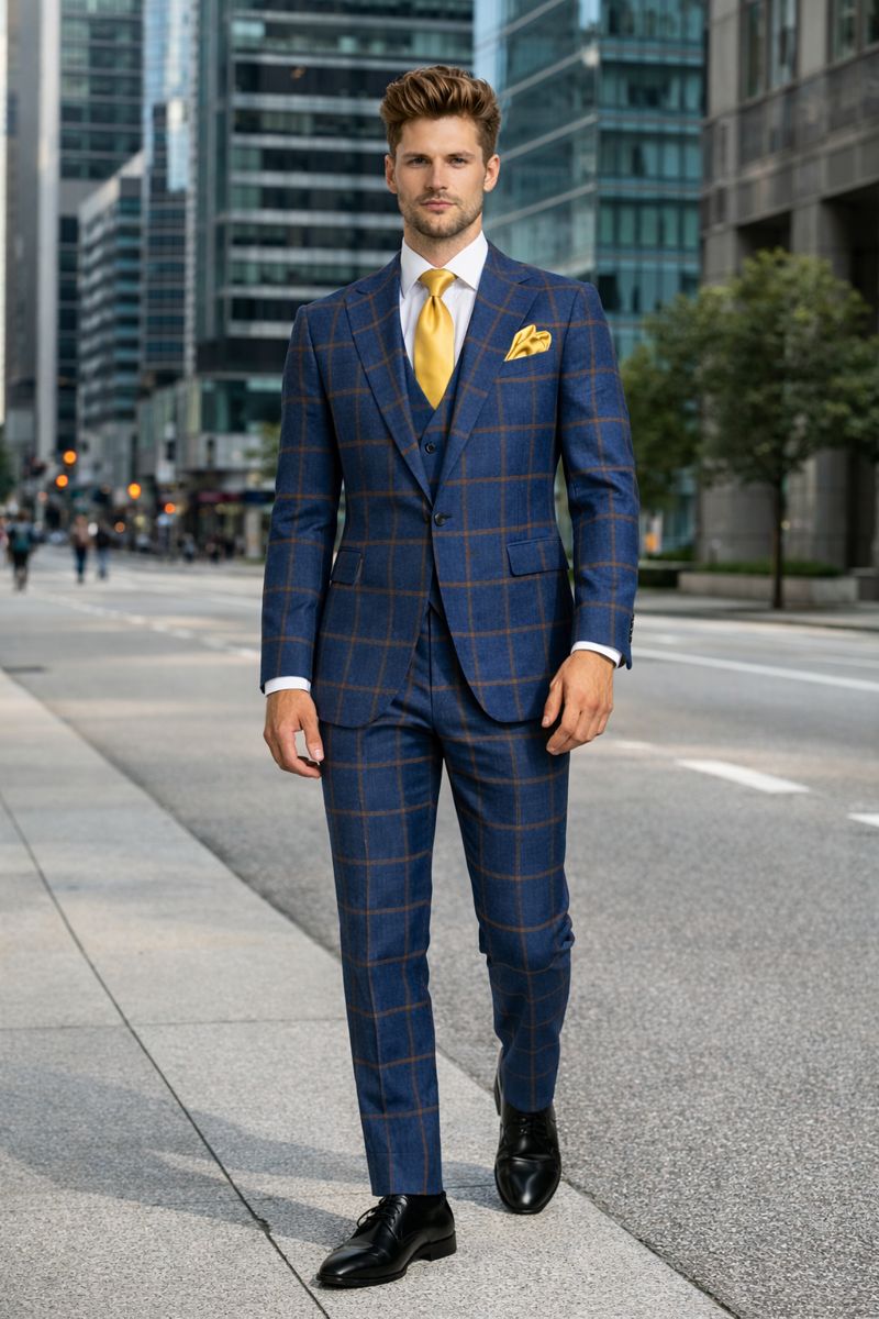 Rossi Man Max RM1840 – Slim Fit 3-Piece Formal Suit for Men-New Designer Collection - 34R