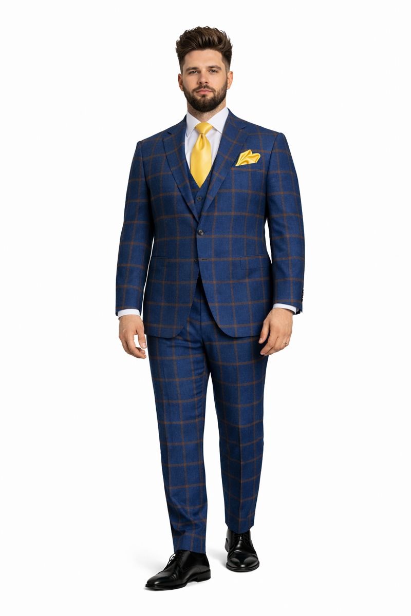 Rossi Man Max RM1840 – Slim Fit 3-Piece Formal Suit for Men-New Designer Collection - 34R