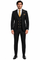Rossi Man Mens Black Slim Fit Suit Double-Breasted Modern Classic
