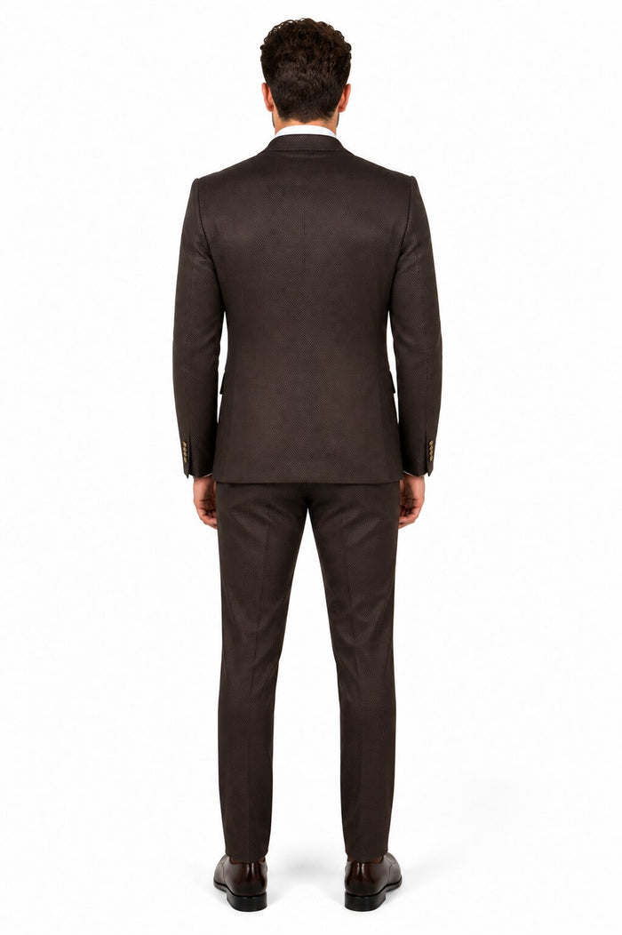 Rossi Man BOND RM1753 Slim Fit 3-Piece Suit - 1-Button Peak Lapel, Modern Formalwear for Men