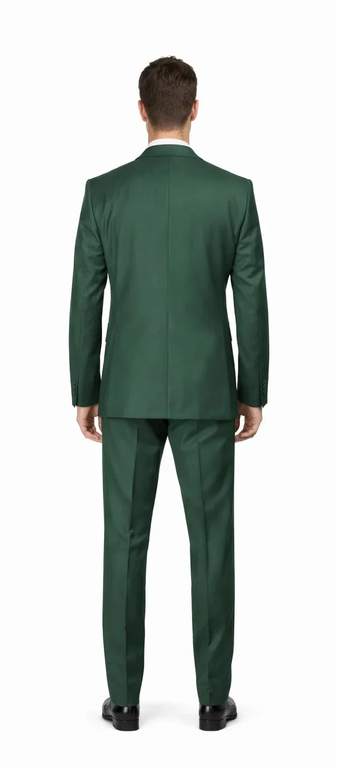 Rossiman Hunter Green Slim Fit Men's Suit 3-Piece Vested Set with Flat Front Trousers