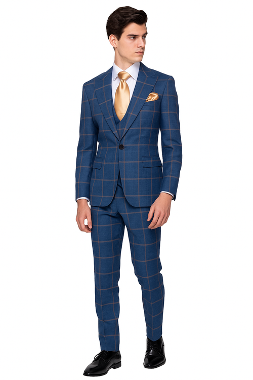 Rossi Man Max RM1840 Slim Fit 3-Piece Formal Suit for Men