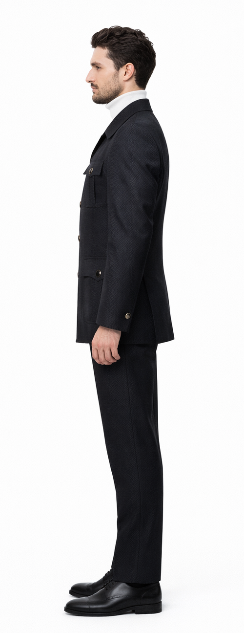 Black Safari Walking Suit for Men â€“ Rossiman Utility Jacket and Trousers Set