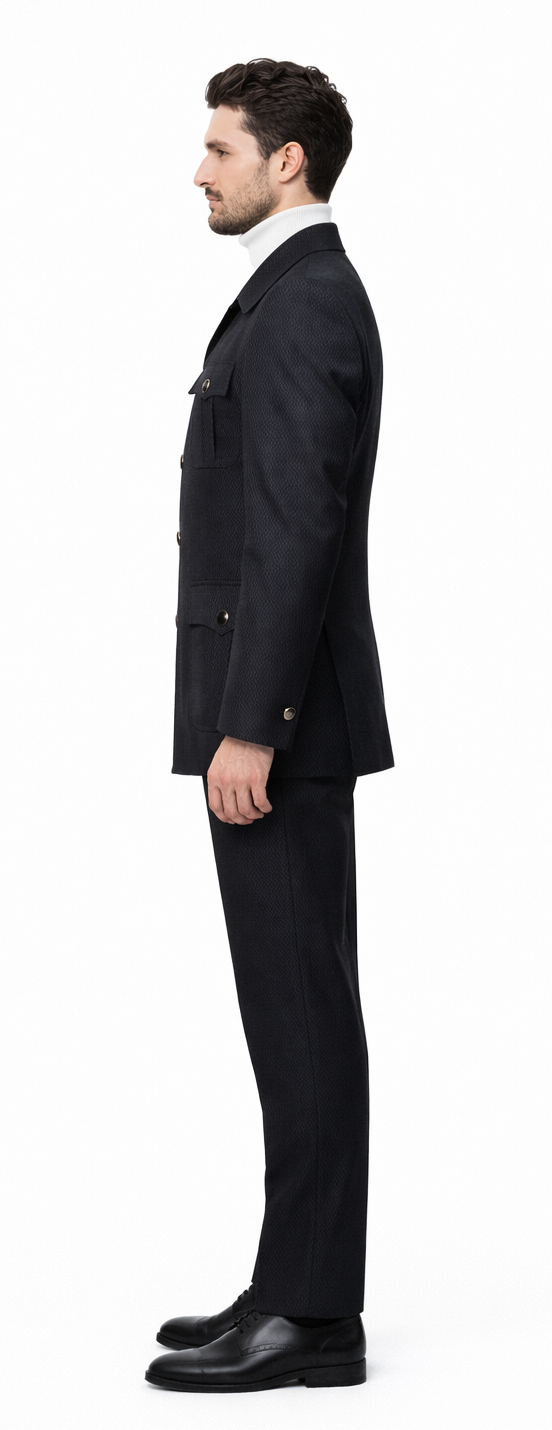 Black Safari Walking Suit for Men â€“ Rossiman Utility Jacket and Trousers Set