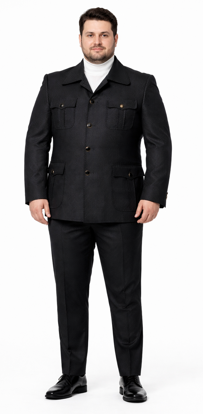 Black Safari Walking Suit for Men â€“ Rossiman Utility Jacket and Trousers Set