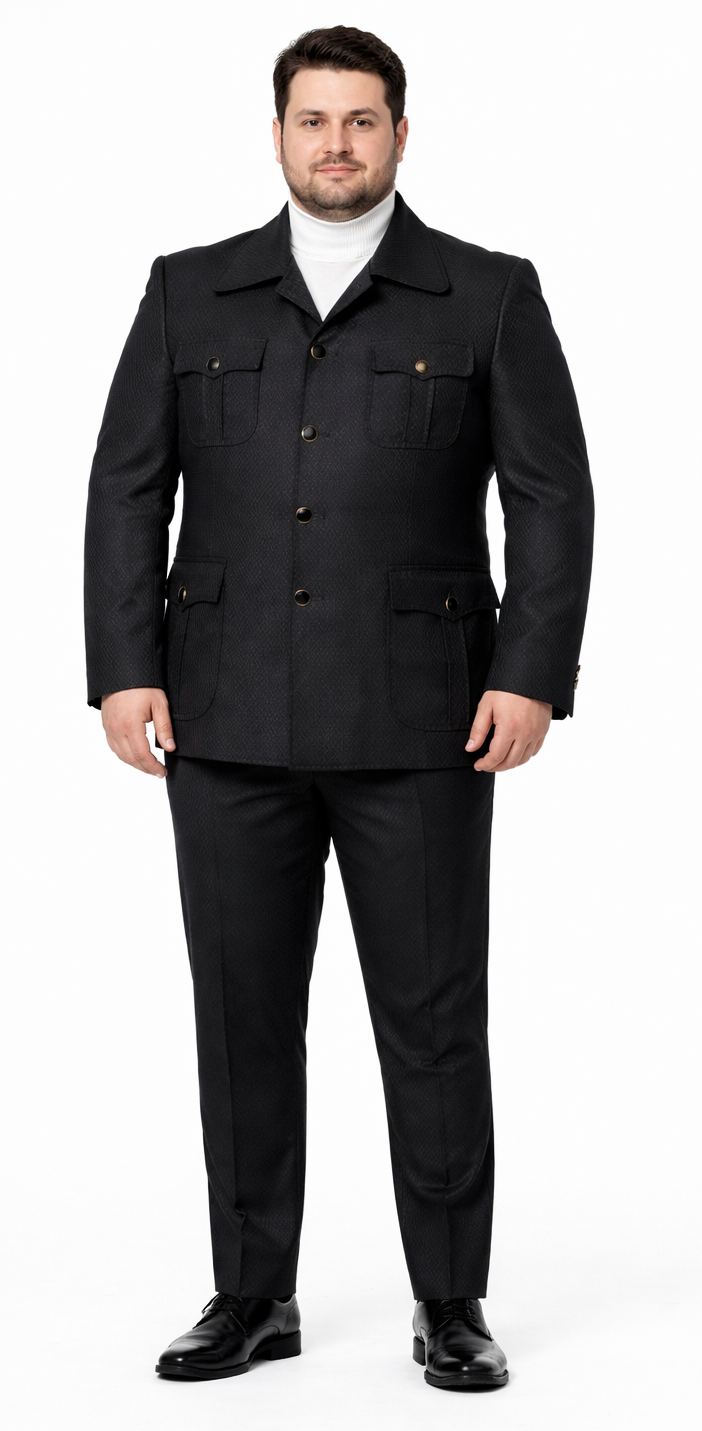 Black Safari Walking Suit for Men â€“ Rossiman Utility Jacket and Trousers Set
