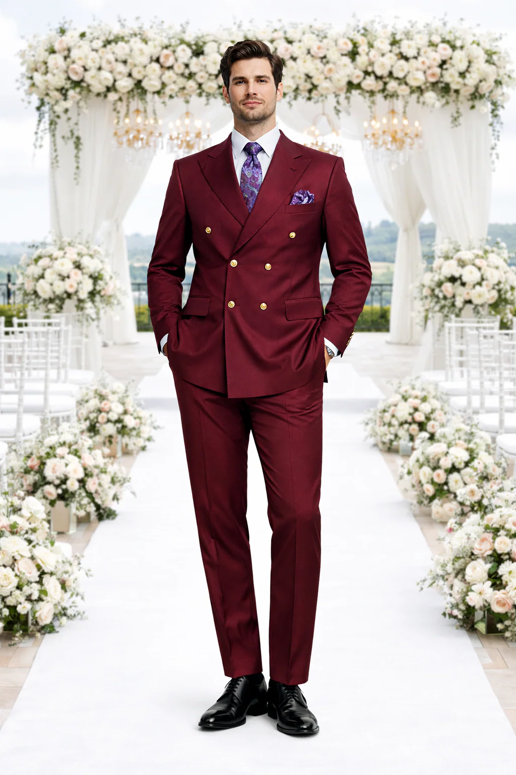 Rossiman Men's Formal Dress Suit Elegant Tailored Suit
