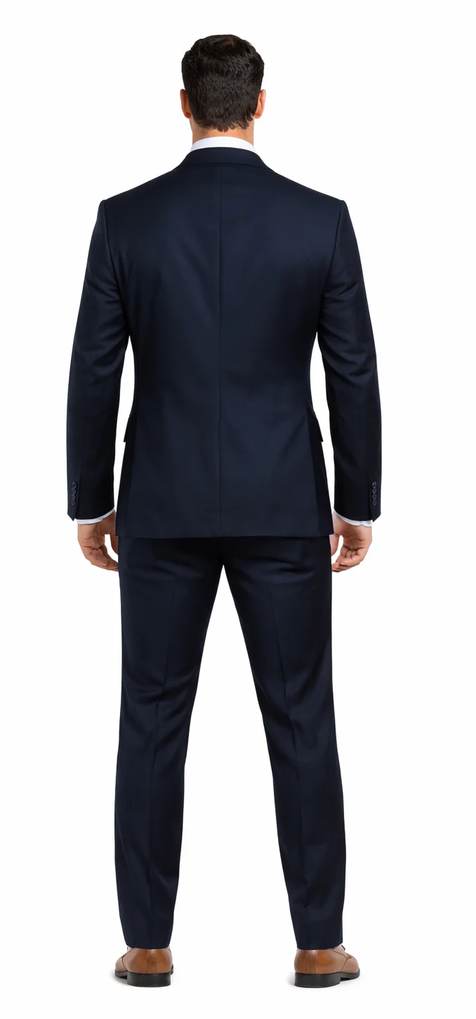 Rossiman Mens Formal Blue Suit Slim Fit Design with Vest and Trousers
