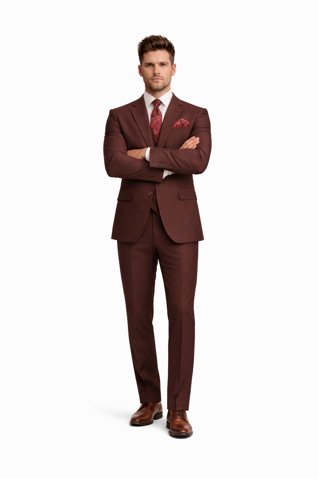 Rossiman Men's Formal Dress Suit – Elegant Tailored Suit-New Designer Collection - 38 Short Jacket+32 Waist Adjustable 28to34)(Height: 5 4 to5 7 )(Neck  15-16.5)S-M)
