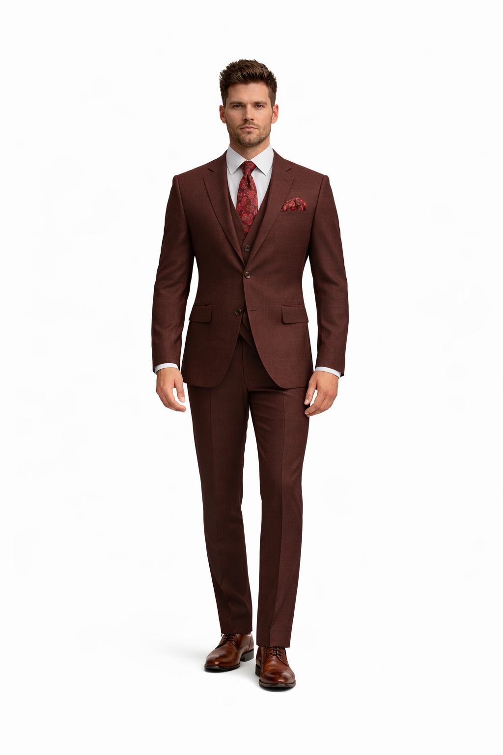 Rossiman Men's Formal Dress Suit – Elegant Tailored Suit-New Designer Collection - 38 Short Jacket+32 Waist Adjustable 28to34)(Height: 5 4 to5 7 )(Neck  15-16.5)S-M)