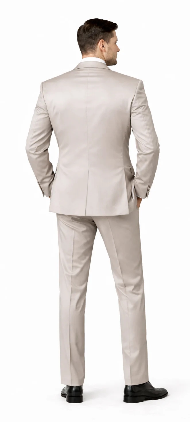 Rossiman Menâ€™s Gray Shiny Sateen Suit â€“ Sleek & Modern Formalwear - 38 Short Jacket+32 Waist Adjustable 28to34)(Height: 5’4”to5’7”)(Neck 15-16.5)S-M)