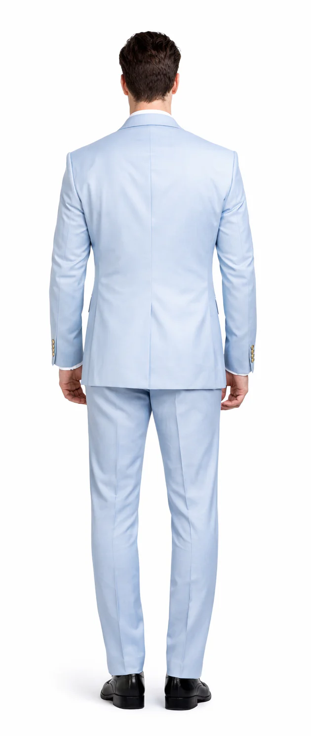 Rossiman Mens Light Blue Slim Fit Suit Elegant Double-Breasted Design - 36 Regular Jacket+30 Waist Adjustable 26to32)Height: 5'7"-6')(Neck: 14.5-16:S)