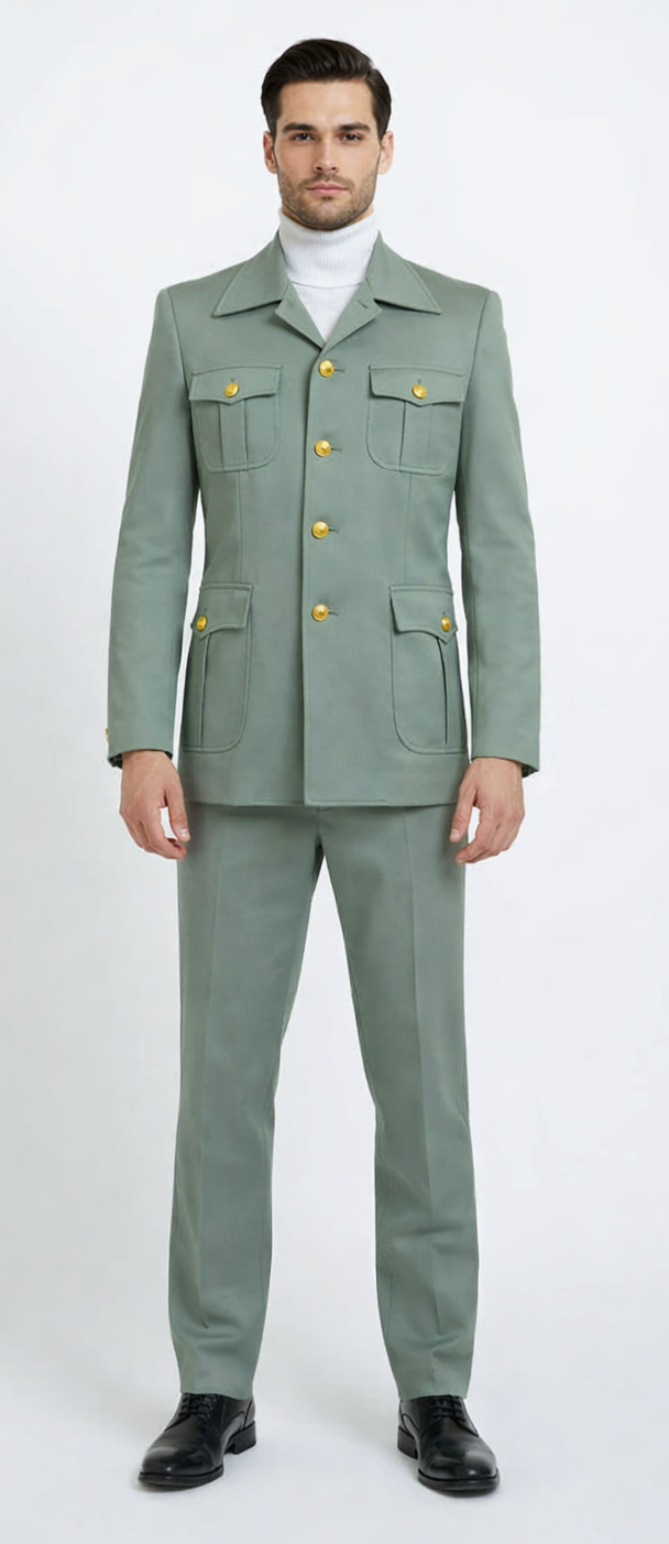 Seersucker Suit Peak Lapel Suit in Color "Mint Green " - Summer Fabric Tone on Tone Shadow Stripe By Rossiman - 34 Short or Extra Small