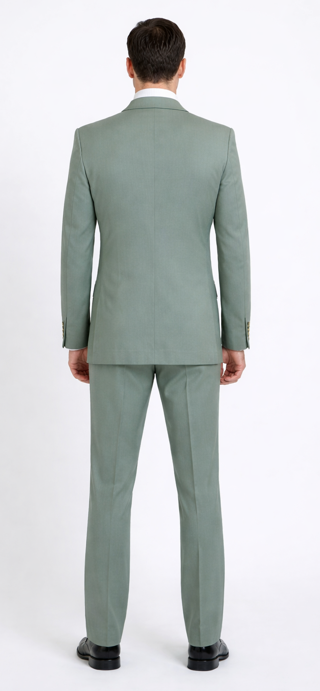 Seersucker Suit Peak Lapel Suit in Color "Mint Green " - Summer Fabric Tone on Tone Shadow Stripe By Rossiman - 34 Short or Extra Small
