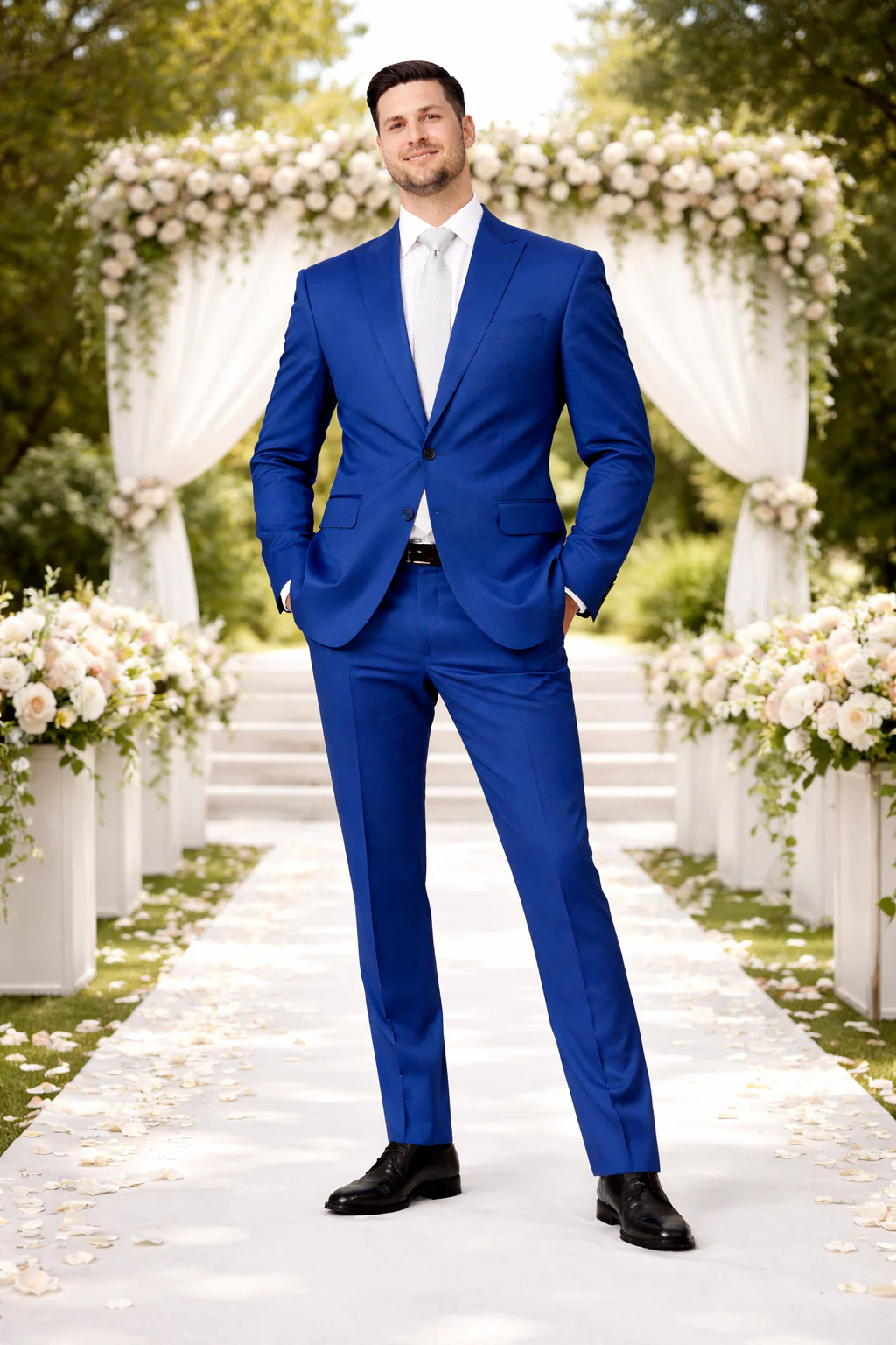 Rossiman Suit - Sateen Suit - Royal Blue Shiny Suit