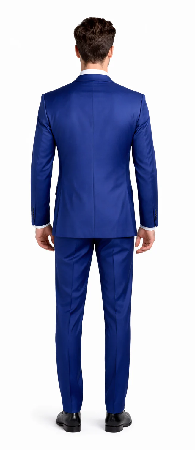 Rossiman Royal Blue Men's Peak Lapel Suit Double Breasted Slim Fit - 38 Short Jacket+32 Waist Adjustable 28to34)(Height: 5 4 to5 7 )(Neck  15-16.5)S-M)