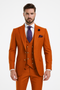 Rossiman Men's Rust Slim Fit Suit – 3-Piece Set with Double-Breasted Vest & Flat Front Pants - New Arrival