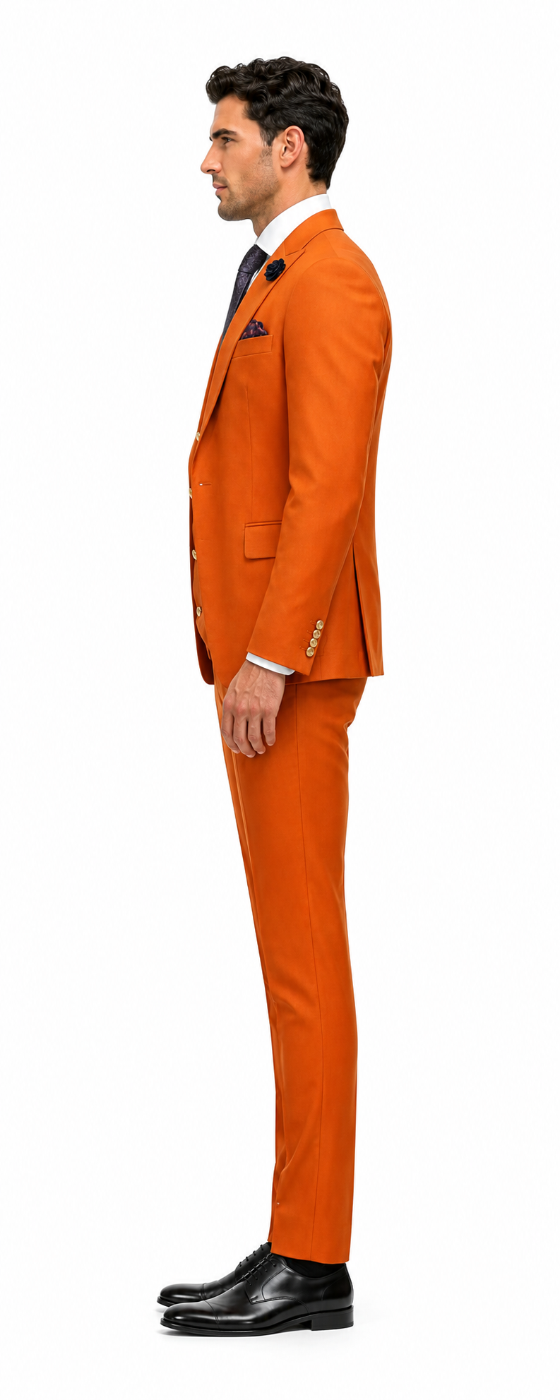 Rossiman Men's Rust Slim Fit Suit 3-Piece Set with Double-Breasted Vest & Flat Front Pants - New Arrival