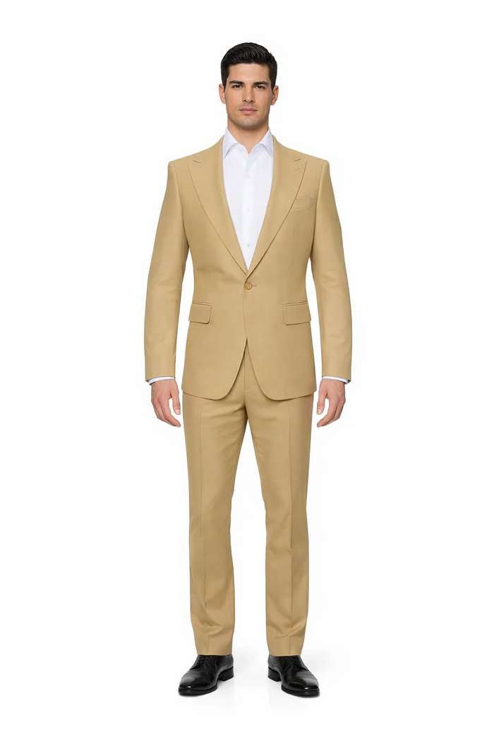 Seersucker Suit Peak Lapel Suit in Color "Tan" - Summer Fabric Tone on Tone Shadow Stripe By Rossiman