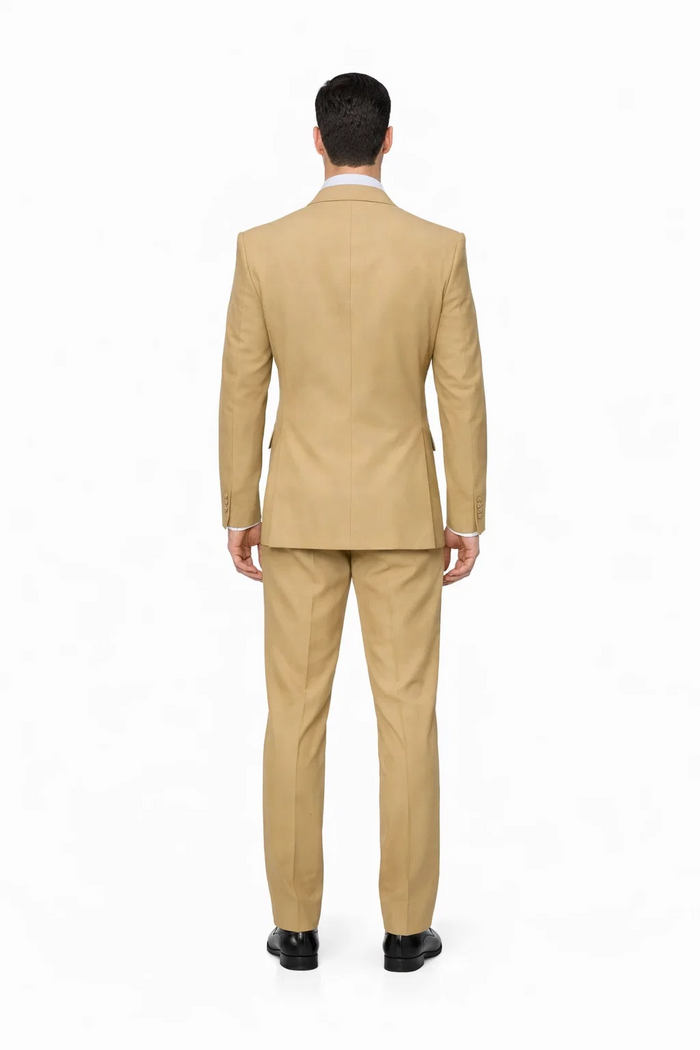 Seersucker Suit Peak Lapel Suit in Color "Tan" - Summer Fabric Tone on Tone Shadow Stripe By Rossiman