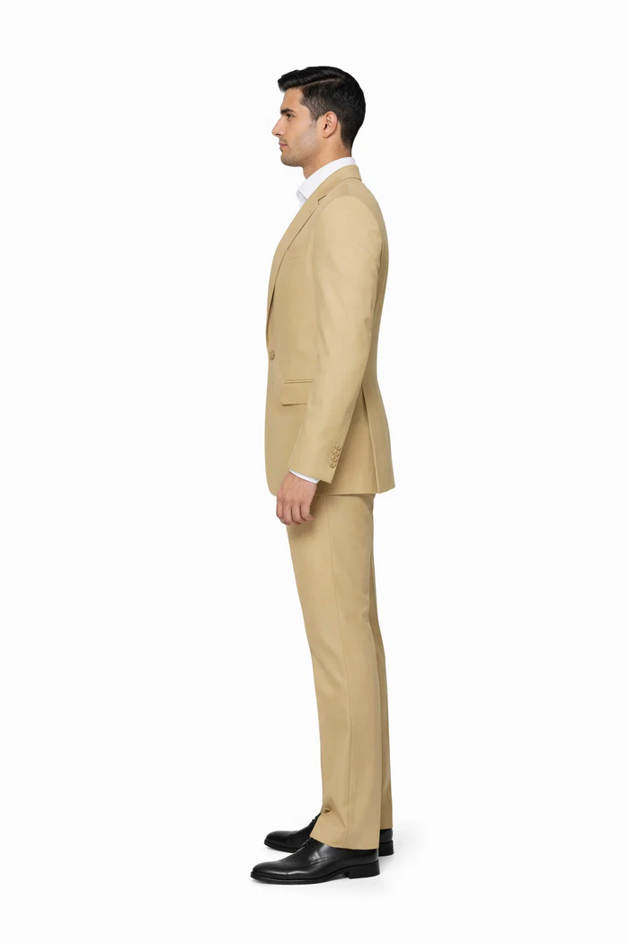 Seersucker Suit Peak Lapel Suit in Color "Tan" - Summer Fabric Tone on Tone Shadow Stripe By Rossiman
