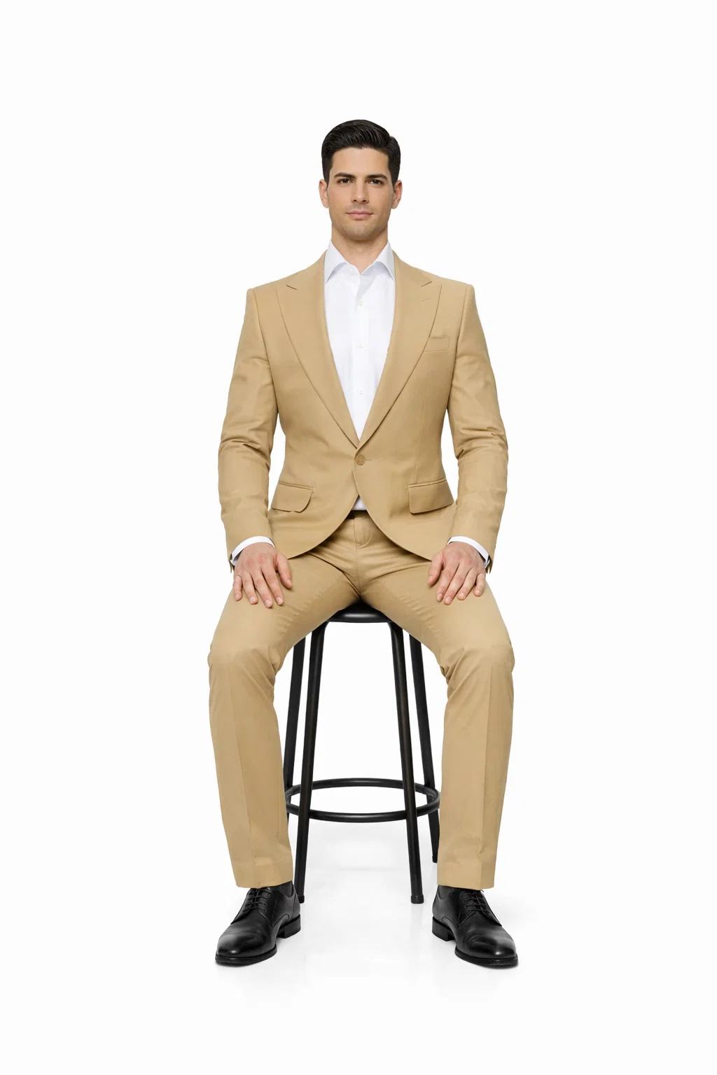 Seersucker Suit Peak Lapel Suit in Color "Tan" - Summer Fabric Tone on Tone Shadow Stripe By Rossiman