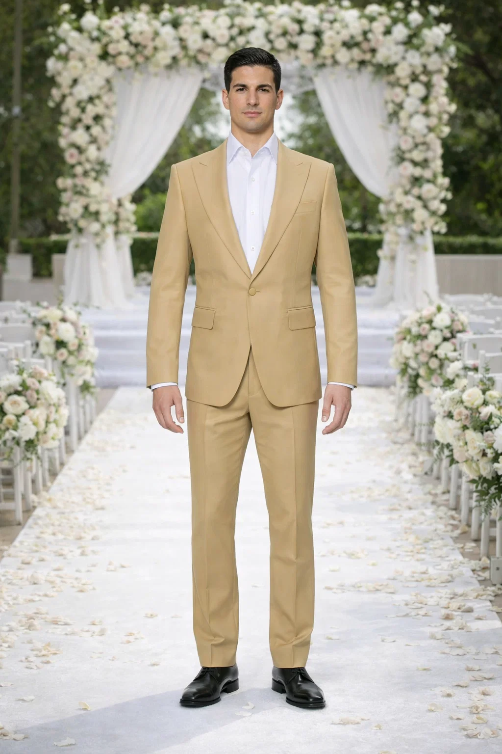 Seersucker Suit Peak Lapel Suit in Color "Tan" - Summer Fabric Tone on Tone Shadow Stripe By Rossiman