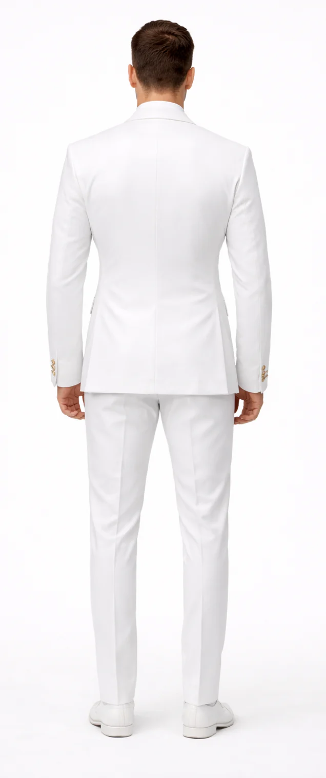 Rossiman Men's White Slim Fit Suit Double-Breasted 3-Piece Formal Ensemble