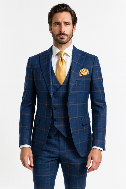 Rossi Man Max RM1840 – Slim Fit 3-Piece Formal Suit for Men