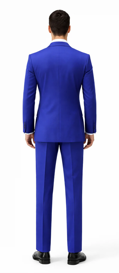 Rossiman Brand Royal Blue Suits - One Button Suit Peak Lapel Double Breasted Vest Royal Blue Prom 2026 Suits