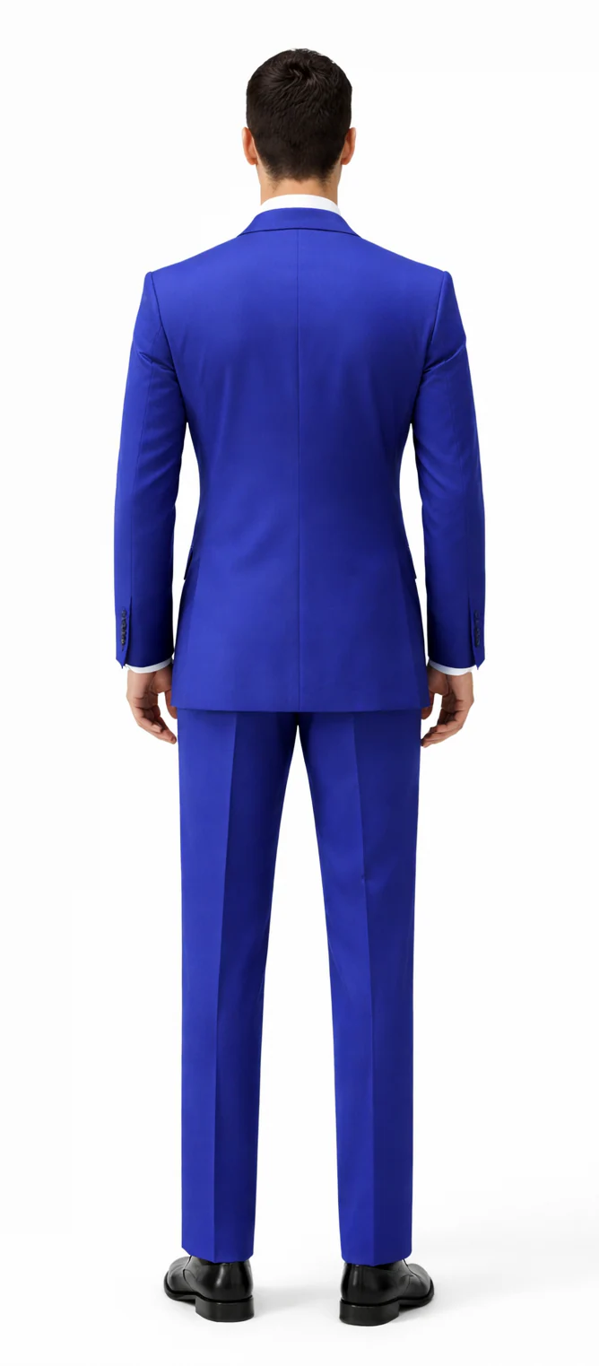 Rossiman Brand Royal Blue Suits - One Button Suit Peak Lapel Double Breasted Vest Royal Blue Prom 2026 Suits
