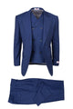 Tiglio Italian Suit - Real Wool Fabric Super 150's San Giovesse French Blue, Wide Leg Suit & Vest in Color Blue
