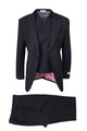 Tiglio Italian Suit - Real Wool Fabric Super 150's San Giovesse Black, Wide Leg Suit & Vest in Color Black