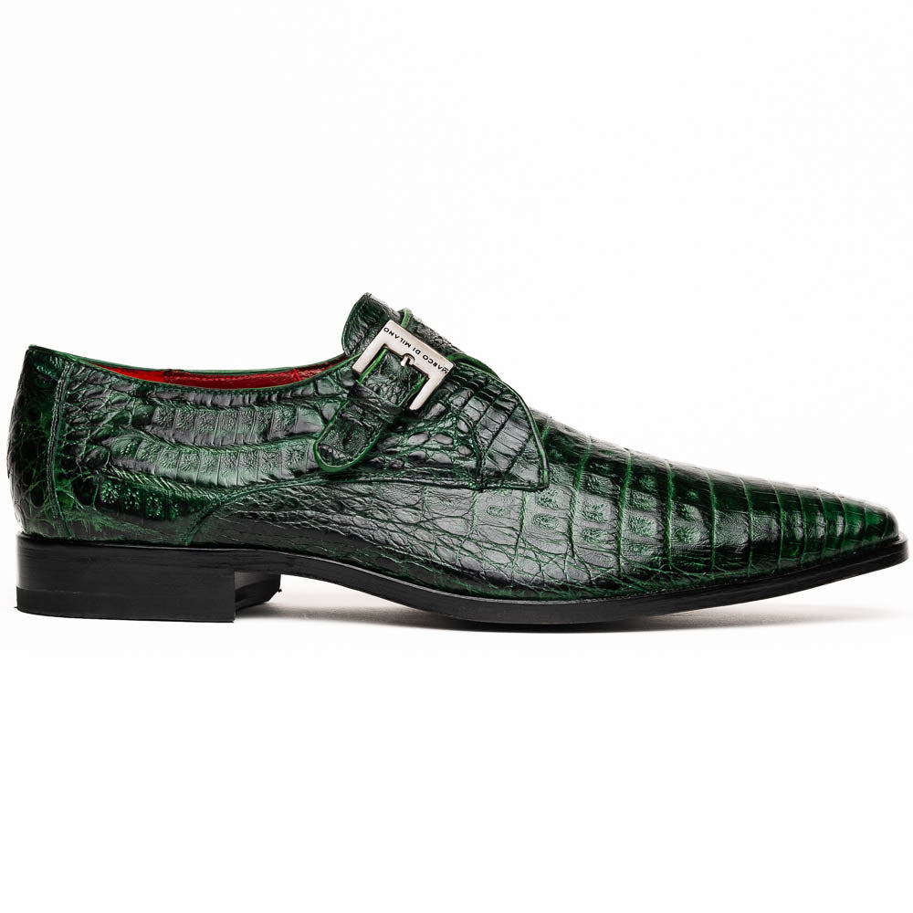 Marco Di Milano Rovigo Green Exotic Crocodile Skin Single Monk-strap Loafers - 8