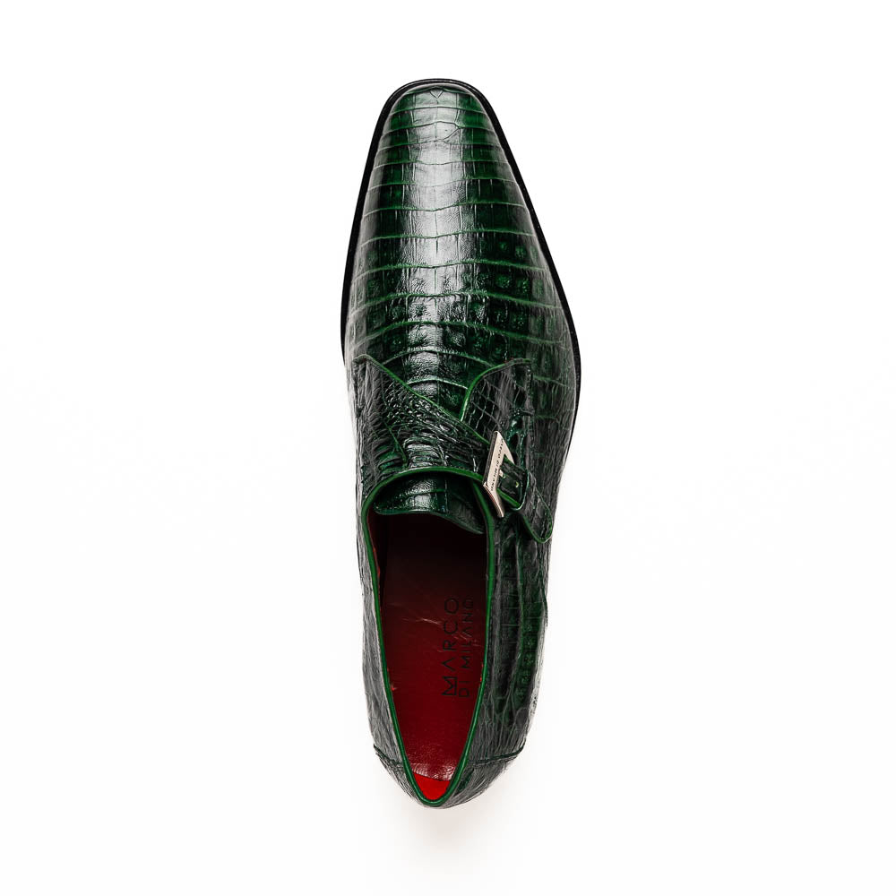 Marco Di Milano Rovigo Green Exotic Crocodile Skin Single Monk-strap Loafers - 8