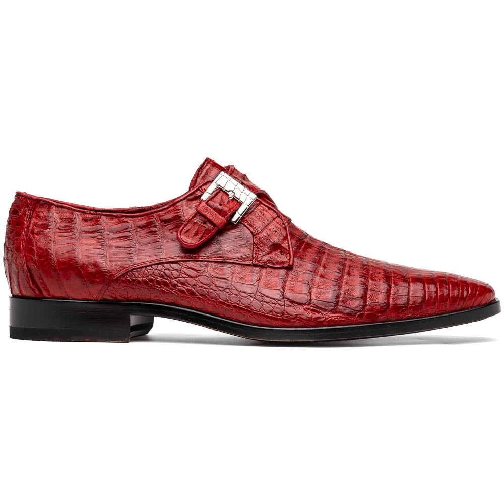 Marco Di Milano Rovigo Red Exotic Crocodile Skin Single Monk-strap Loafers - 8