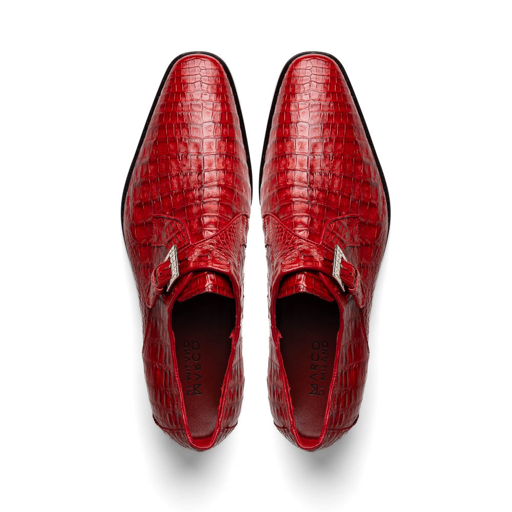Marco Di Milano Rovigo Red Exotic Crocodile Skin Single Monk-strap Loafers - 8