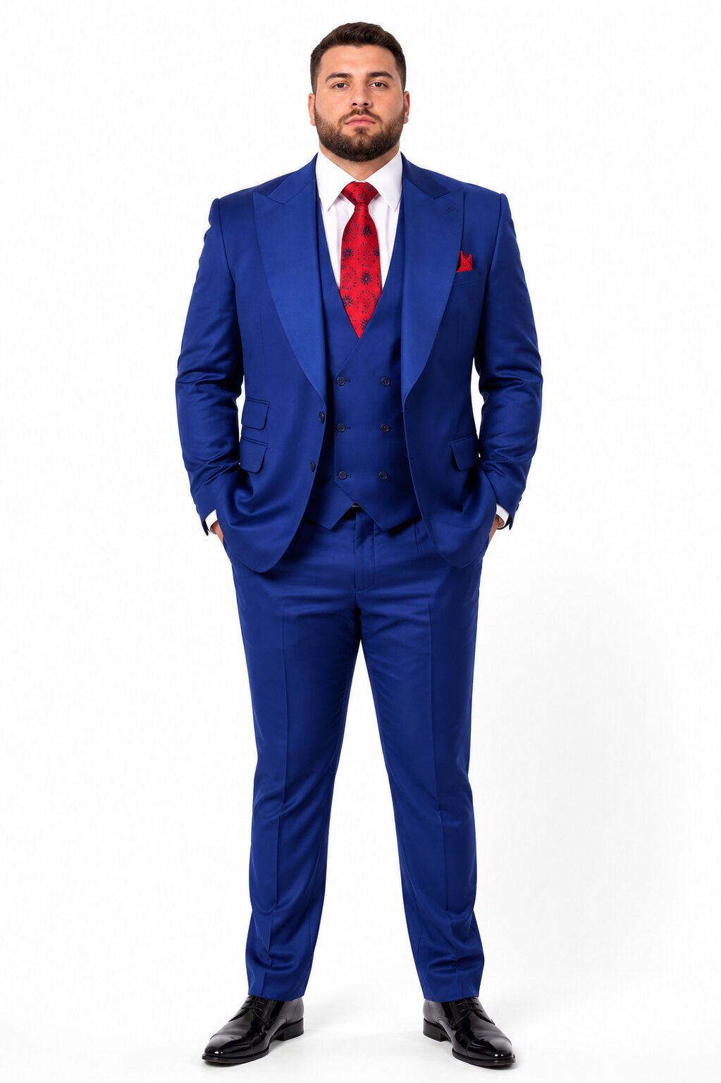 Big Lapel - Wide Lapel - Tom Ford Style Suit - Ticket Pocket - Royal Blue - 38 Short Jacket+32 Waist Adjustable 28to34)(Height: 5â€™4â€to5â€™7â€)(Neck 15-16.5)S-M)