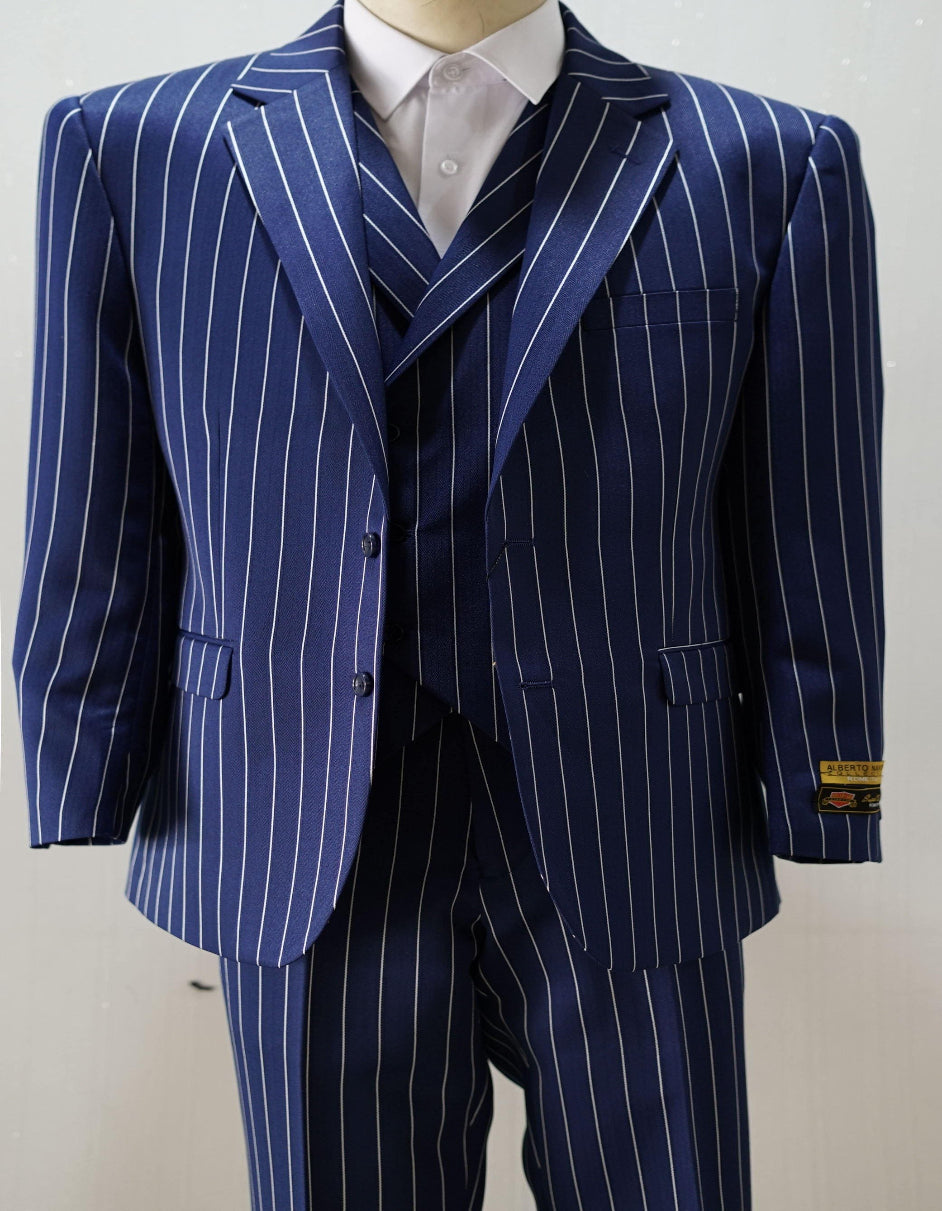 Royal Blue Groomsmen Suits - Double Breasted Suit - Blue